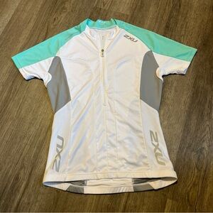 2XU Teal and White Cycling Jersey